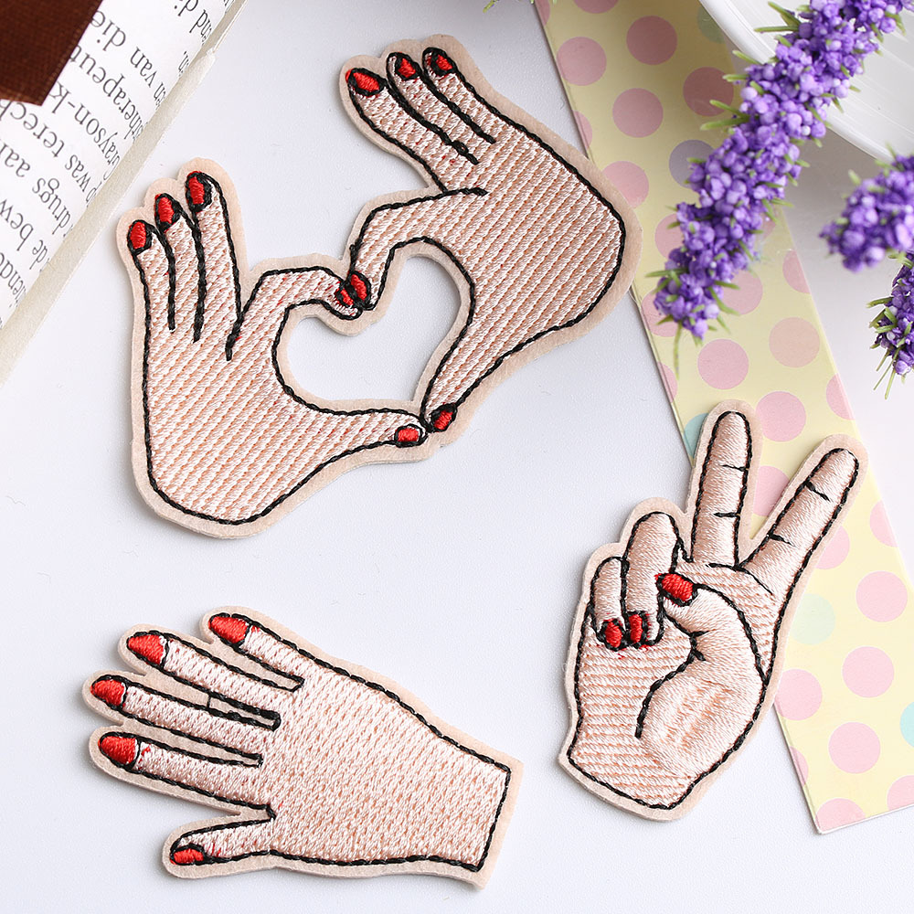 Peace Hand Clothes Embroidered Iron on Patches for Clothing DIY Stripes Motif Appliques Love patch for clothes bag, Black
Peace Hand Clothes Embroidered Iron on Patches for Clothing DIY Stripes Motif Appliques Love patch for clothes bag, Black