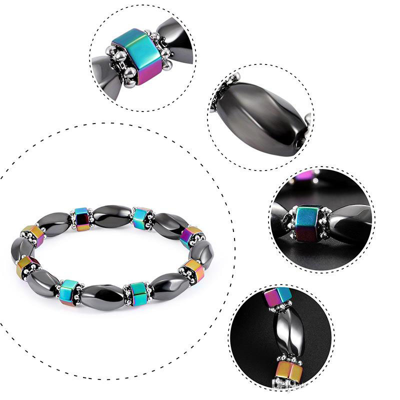 2019 Rainbow Magnetic Hematite Bracelet For women Power Healthy Black Gallstone Beads chains Bangle Men s Fashion handmade Jewelry