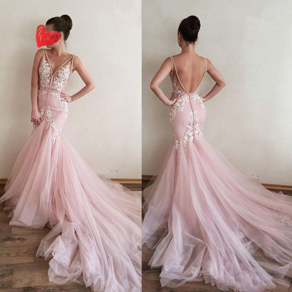 2020 Pink Mermaid Wedding Dress Sexy Lace Long V Neck Open Back Bridal Gowns Women Appliques Sweep Train Wedding Dresses, Ivory
2020 Pink Mermaid Wedding Dress Sexy Lace Long V Neck Open Back Bridal Gowns Women Appliques Sweep Train Wedding Dresses, Ivory