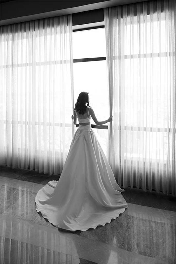 Two Pieces Wedding Dresses A Line Charmeuse Wedding Dress with Pockets Sweep Length Custom Made Robes De Mariée