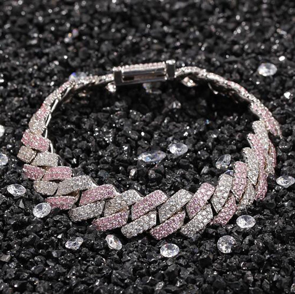 14K Gold Plated Silver Pink Mixed Color Link CZ Bracelet Bling Bracelets 13mm Width 7inch 8inch Cuban Chain Bracelet
14K Gold Plated Silver Pink Mixed Color Link CZ Bracelet Bling Bracelets 13mm Width 7inch 8inch Cuban Chain Bracelet