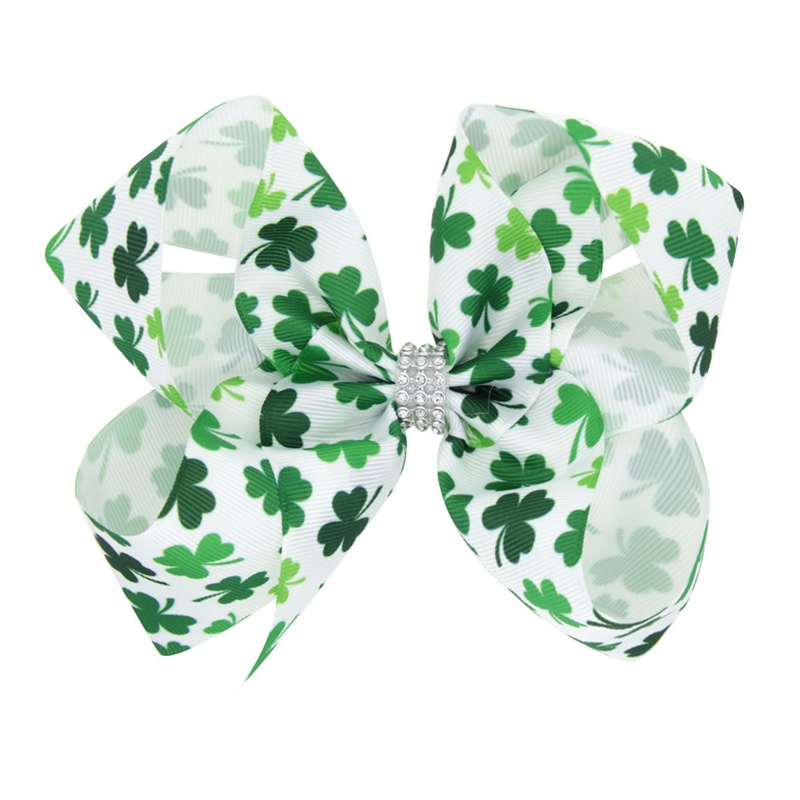 Hair Accessories Bows Clips St. Patrick's Day 6 Inches Hairpins Headbands For Children Girls Woman Headwear Green Shamrock Clover Printed Ribbon 