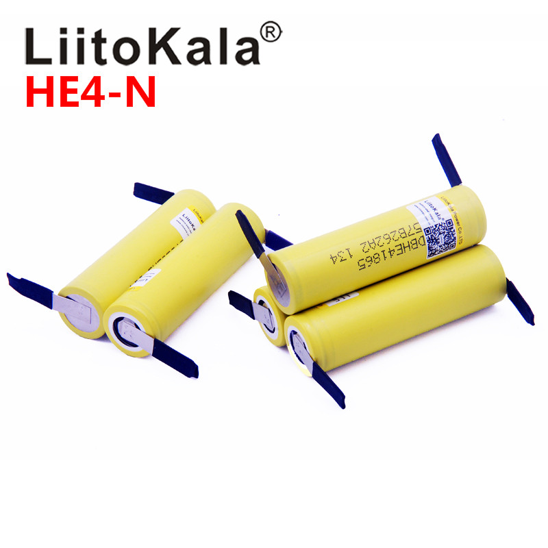 LiitoKala HE4 2500mAh Li-ion Battery 18650 3.7V Rechargeable Battery 20A 35A Discharge with Nickel Tab