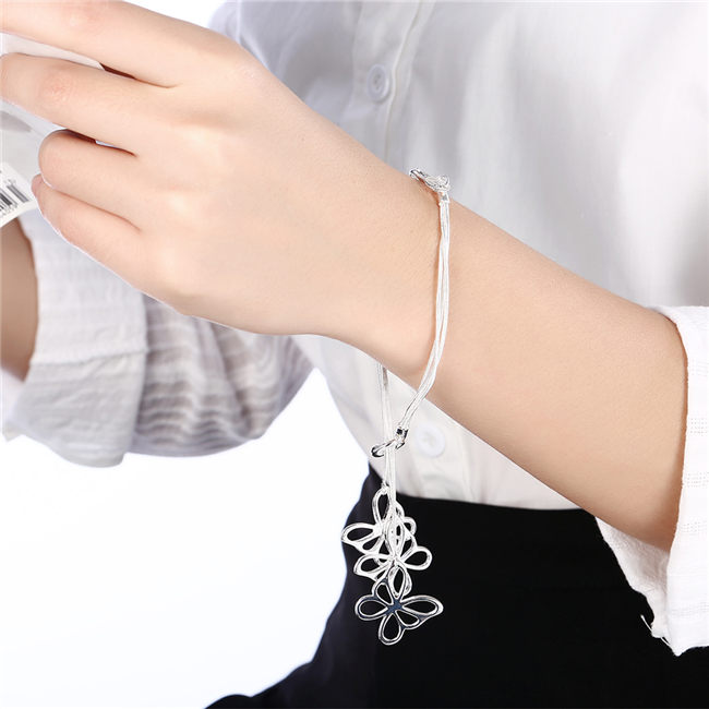 Hot sale best gift 925 silver Tai Chi hang three butterfly bracelet DFMCH166,brand new 925 sterling silver plated Chain link bracelets