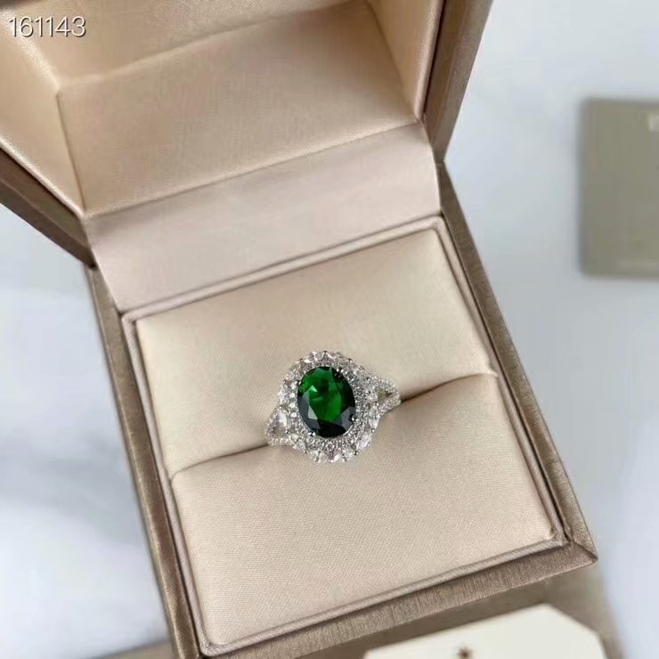 New spot emerald ring green 18karat gold inlaid emerald zircon inlaid superior green zircon