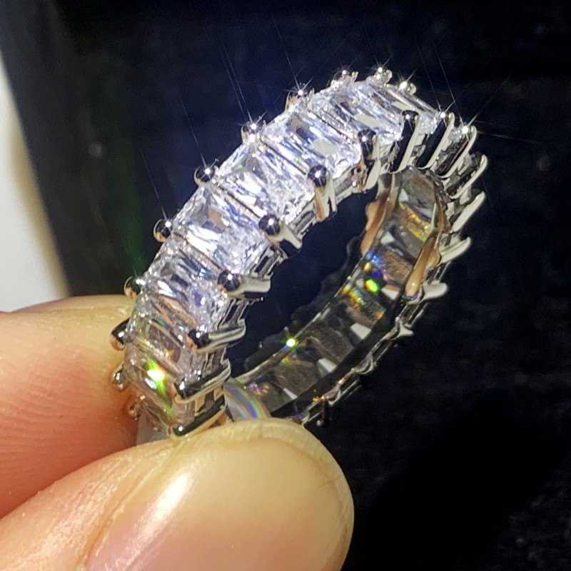 3 Style Top Selling Luxury Jewelry 925 Sterling Silver White Topaz CZ Diamond Party Promise Women Wedding Engagement Band Bridal Ring Gift