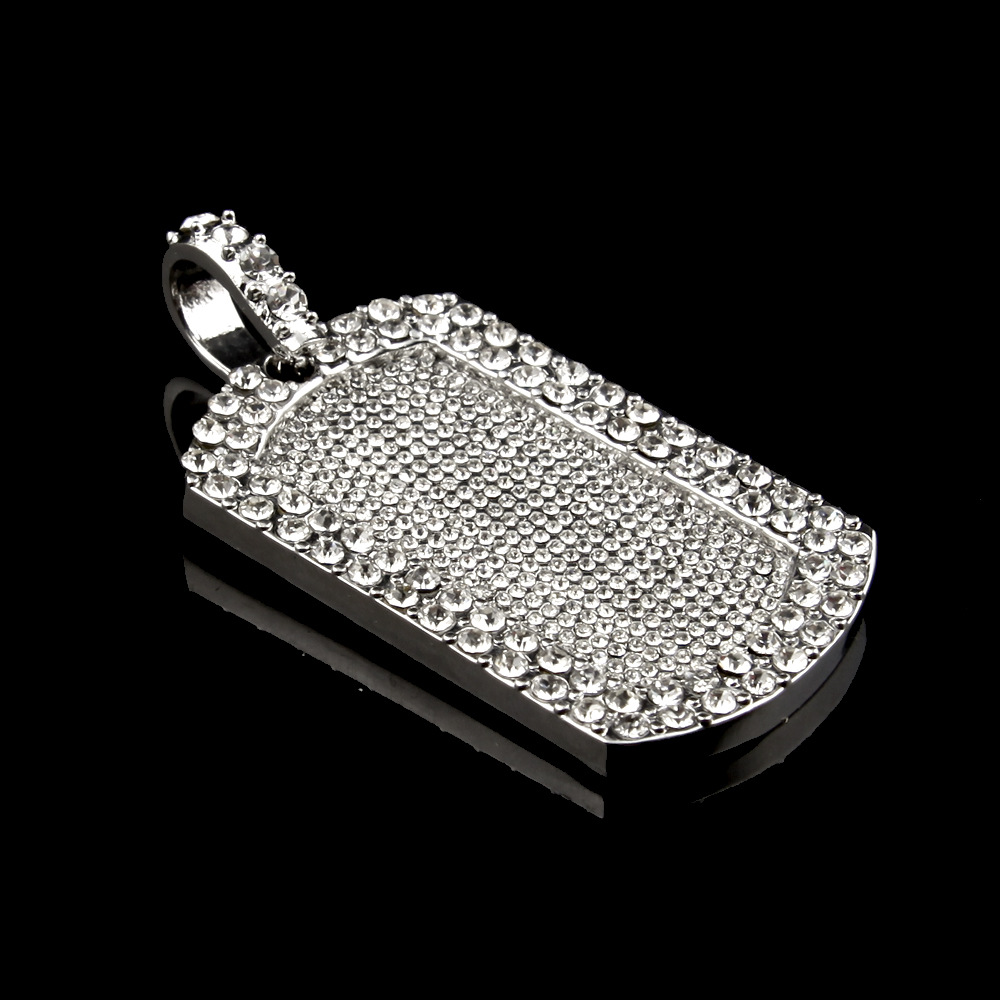 Hip Hop Iced Out Gold Silver Bling Dog Tag Army Card Chain Necklace Full Diamond Rapper guys Cuban Chains Jewelry Gifts for Men and Women