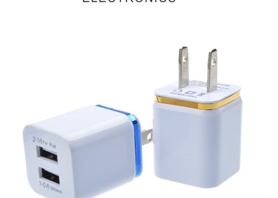 Metal Dual USB wall Charger Phone Charger US EU Plug 21A AC Power Adapter Wall Charger Plug 2 port for Ip 11 pro max Samsung Xiao4317527