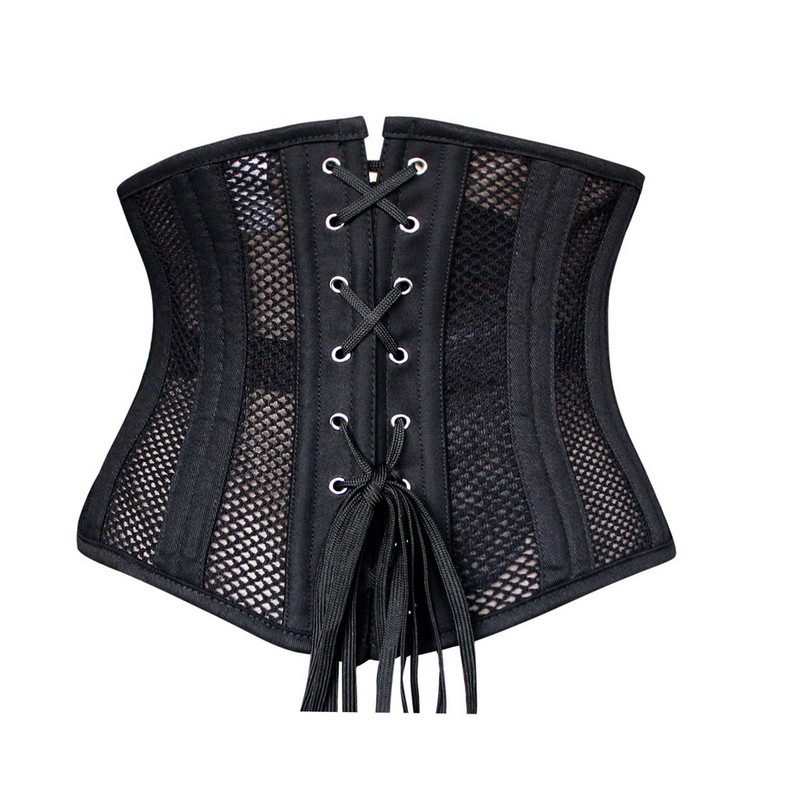 Short Torso 24 Spiral Steel Boned Padded Mesh Waist Trainer Body Shaper Underbust Corset Women Slimming Belt Black White XS-3XL
