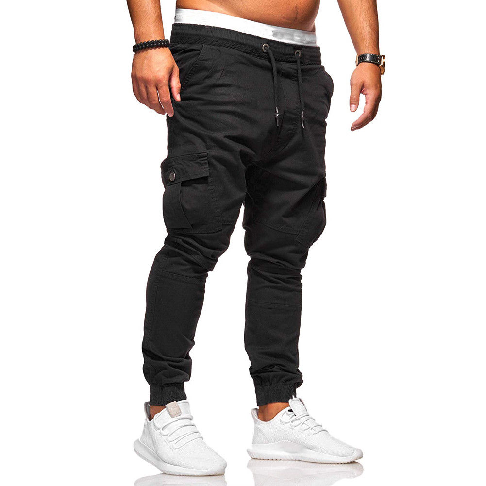 2019 New Style Fashion Men's Slim Fit Tracksuit Cotton Bottoms Skinny Casual With Pocket Pants Solid Trousers