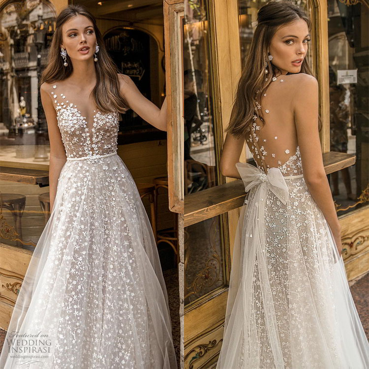 2020 Muse by Berta Wedding Dresses Illusion Sheer Tulle Backless Bridal Gowns robes de soirée Sexy Behamian A Line Wedding Dress, Multicolor
2020 Muse by Berta Wedding Dresses Illusion Sheer Tulle Backless Bridal Gowns robes de soirée Sexy Behamian A Line Wedding Dress, Multicolor