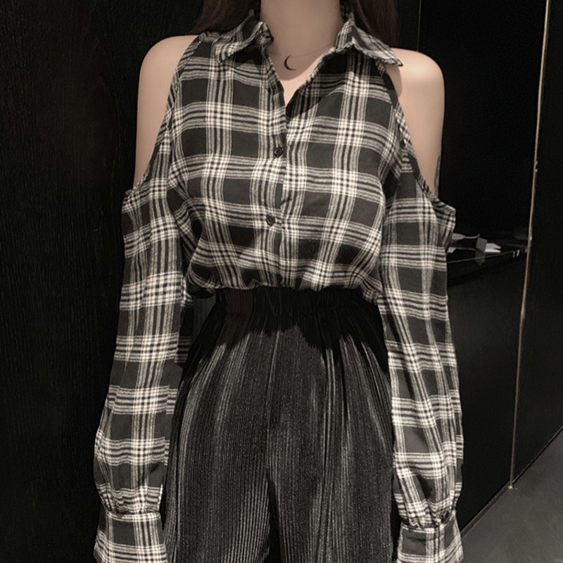 Bella Philosophy 2020 ladies sexy striped plaid off-the-shoulder blouse female long-sleeved loose casual shirt on clothes, White
Bella Philosophy 2020 ladies sexy striped plaid off-the-shoulder blouse female long-sleeved loose casual shirt on clothes, White
