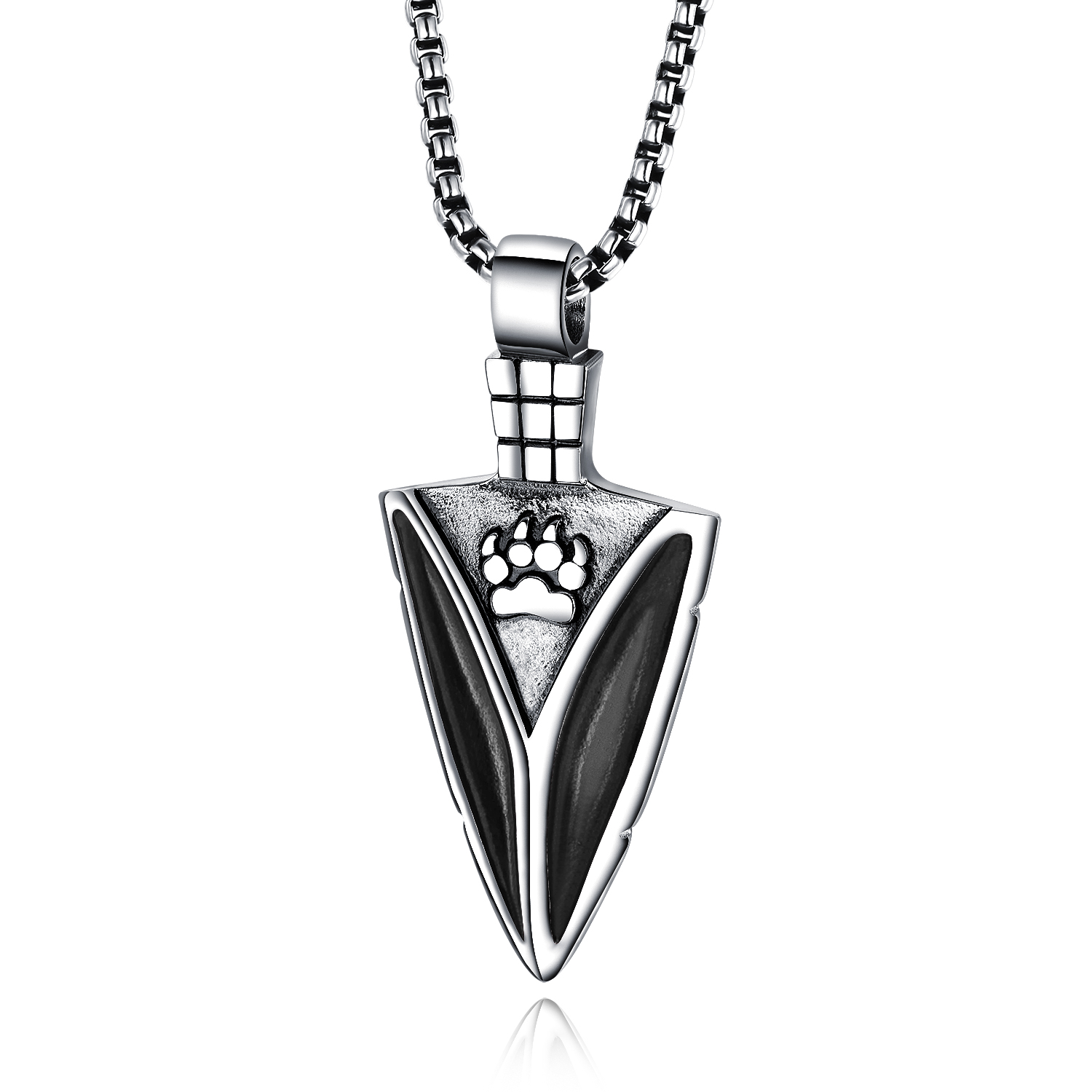 Mens Creative Hip Hop Horn Shape Pendant Necklace 316L Stainless Steel Cool Men Jewelry with Friendship Rope Chain