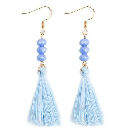 Crafted Beading Tassel Earrings Affordable Dangle Earrings Cotton Thread Multi Color Fringe Thread Drop Dangle Earrings