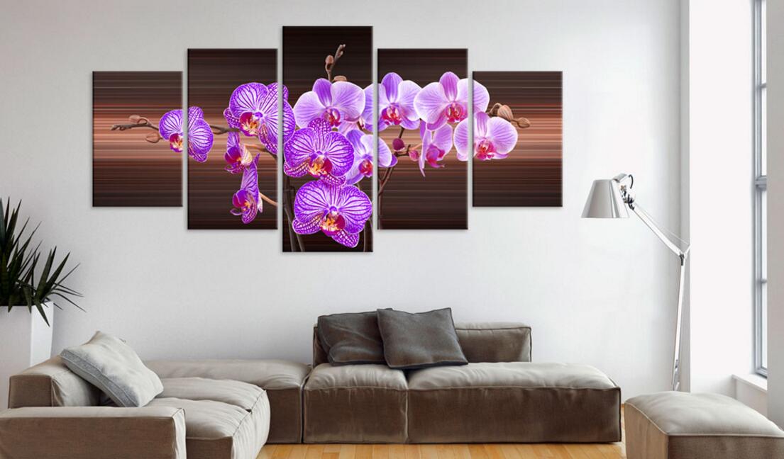 5PCS/Set Orchid Flower Art Print Frameless Canvas Painting Wall Picture Home Decoration No Frame(Color: Multicolor)