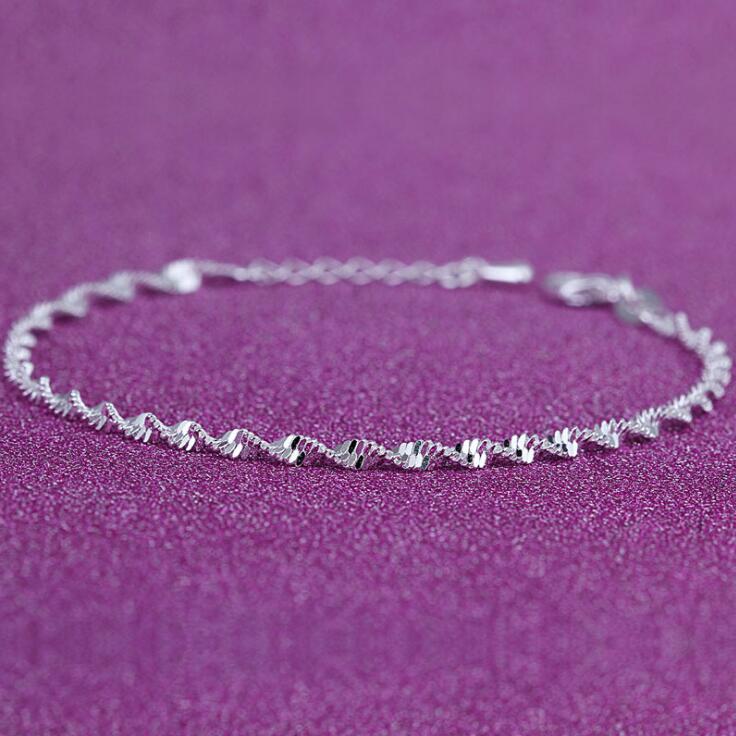 Wholesale- New Foot Jewelry Anklets Hot Sale Silver Anklet Link Chain For Women Girl Foot Bracelets Fashion Jewelry Wholesale Free Shipping