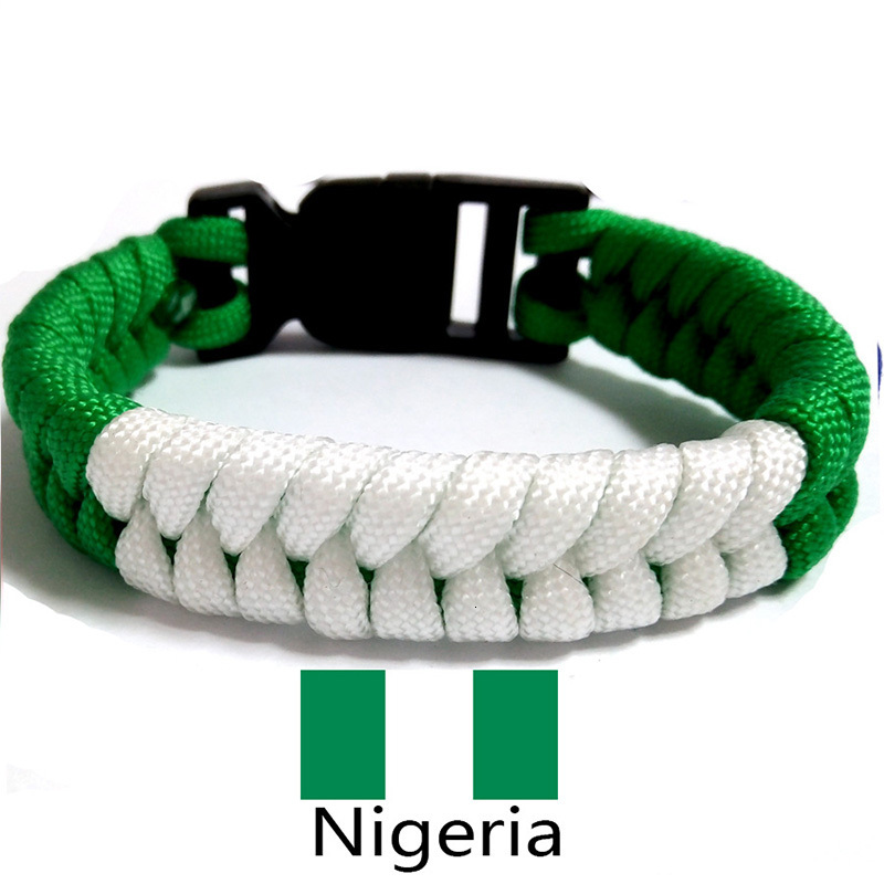 20pc Nigeria Flag Charm Paracord Survival Bracelet Sports Green White Bracelets & Bangles For Unisex Men Women Jewelry
20pc Nigeria Flag Charm Paracord Survival Bracelet Sports Green White Bracelets & Bangles For Unisex Men Women Jewelry
