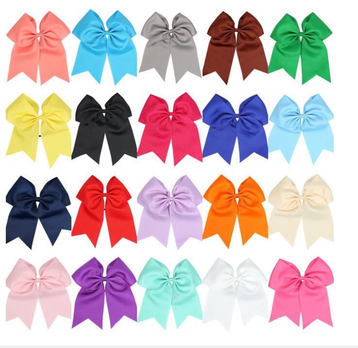 Girls Solid Ribbon Grosgrain Hair Bows clip With Elastic Hair Ties Bobbles Cheerleading Hair Accessories 20pcs HC004