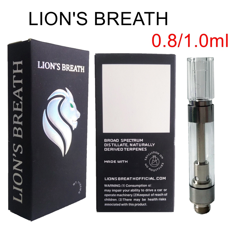 Newest LIONS BREATH Vape Cartridges Packaging 0.8ml 1ml Dank Vapes Pyrex Glass Tank Ceramic Thick Oil 510 Empty Atomizer
Newest LIONS BREATH Vape Cartridges Packaging 0.8ml 1ml Dank Vapes Pyrex Glass Tank Ceramic Thick Oil 510 Empty Atomizer