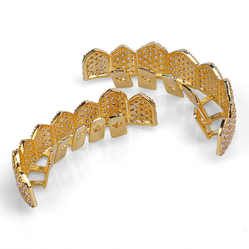Hip Hop Jewelry Mens Diamond Grillz Teeth Style Charms Gold Luxury Designer Iced Out Grills Fashion Rapper Men Fashion Accessories