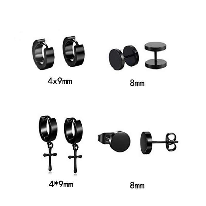 8 pairs/set Hip Hop Stud Ear Clip Earrings New Style Stainless Steel Earrings Jewelry Wholesale