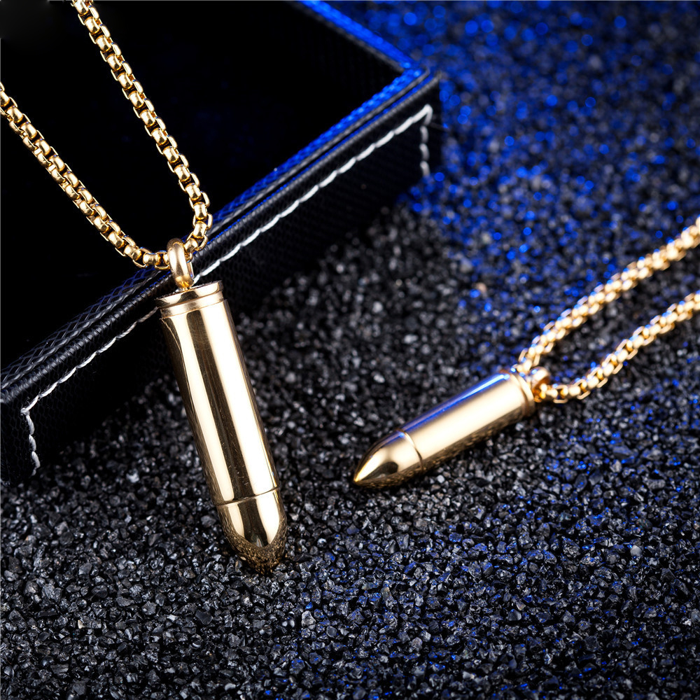 Hip Hop Bullet Shape Lover Couple Pendant Necklace 316L Stainless Steel Can be Unscrewed Pendants Jewelry