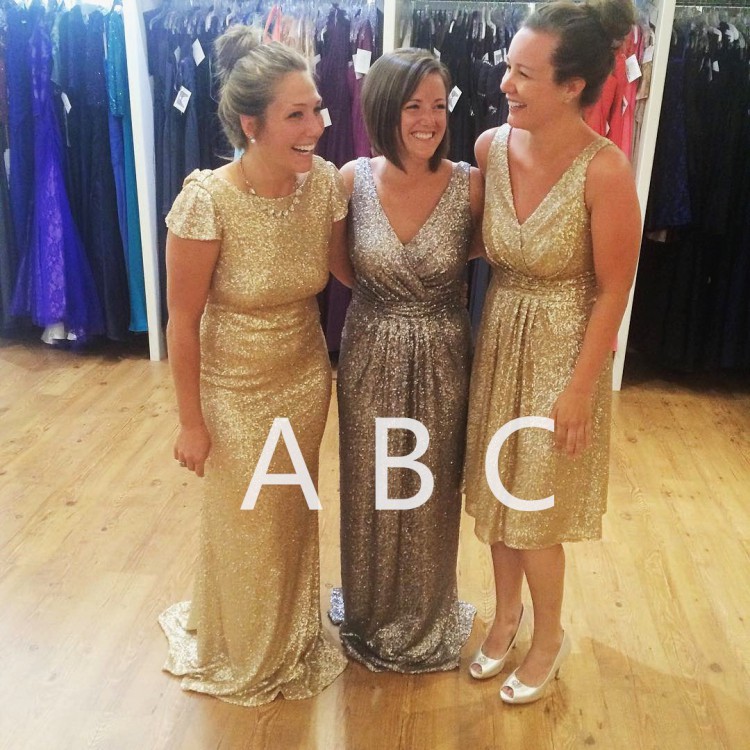glitter different style Gold Silver Sequins Bridesmaid Dresses For Fall Country Wedding Bling Knee Length Short Prom Cocktail Dress Cheap