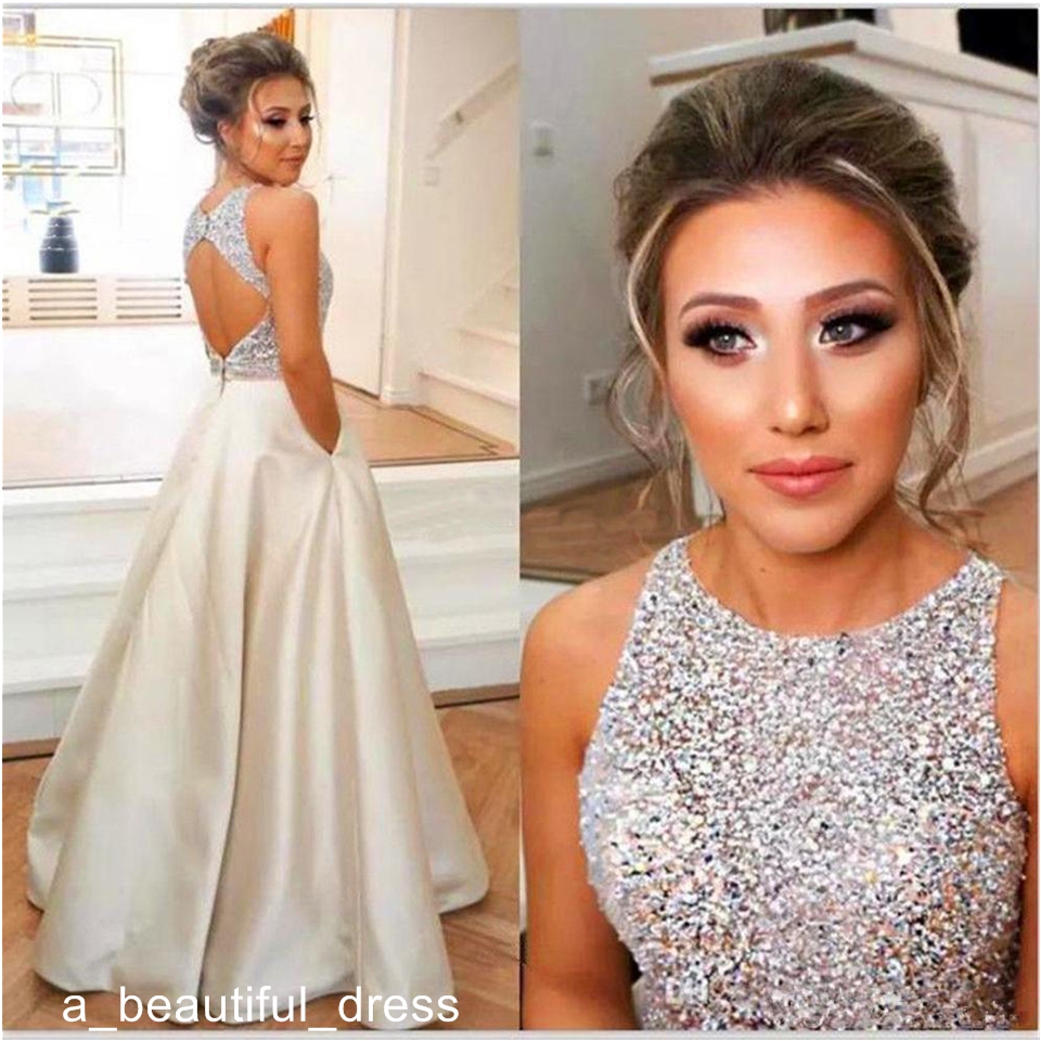 Jewel Top Beaded Prom Dresses Long Puffy Sequin Crystal Floor Length Prom Gowns Couture Back Dresses Evening Wear Real Party Dress ED1151