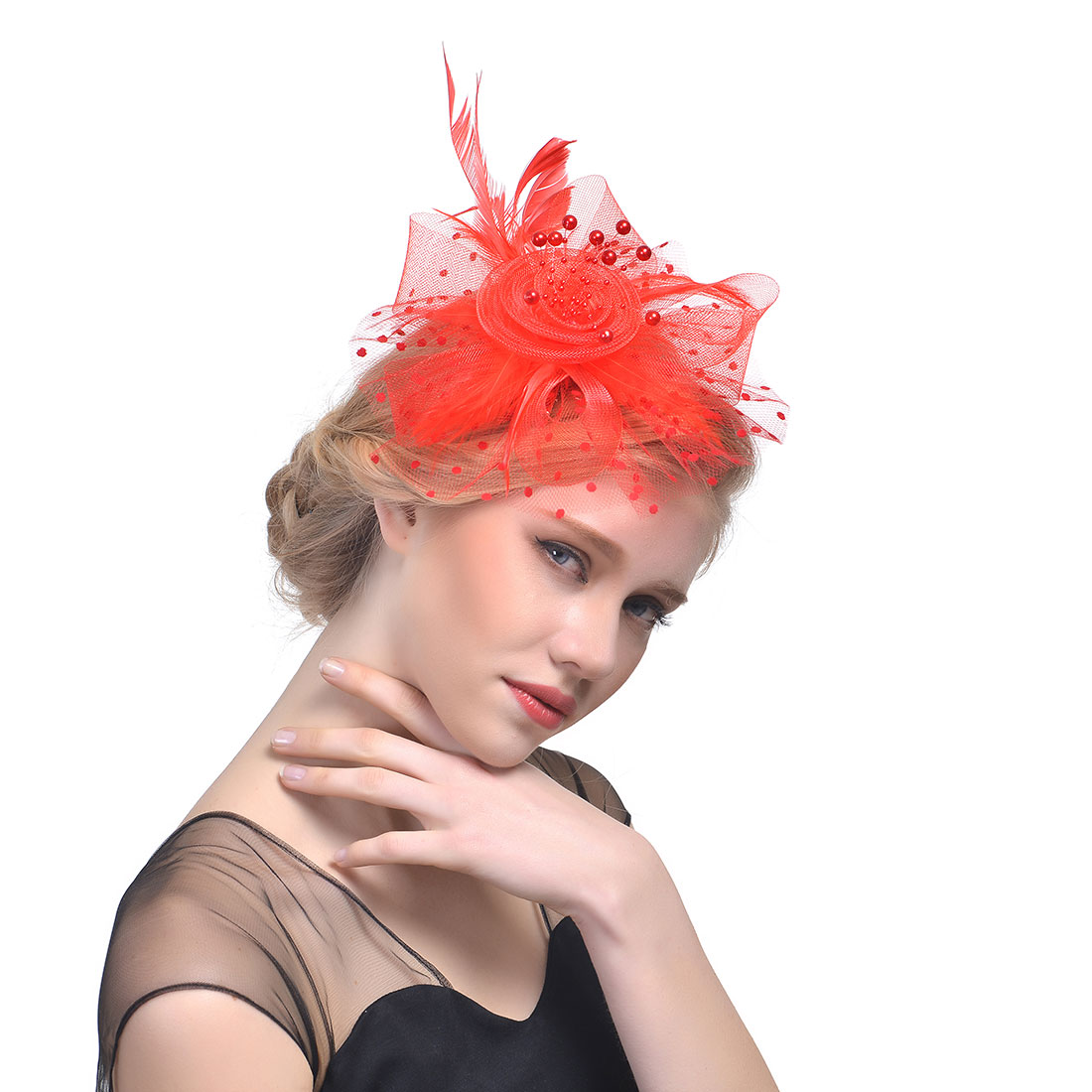 14 Colors Bridal hats Feather Fascinator Hair Bridal Birdcage Veil Hat Wedding Hats Fascinators Cheap Femin Hair Flowers For Wedding Party