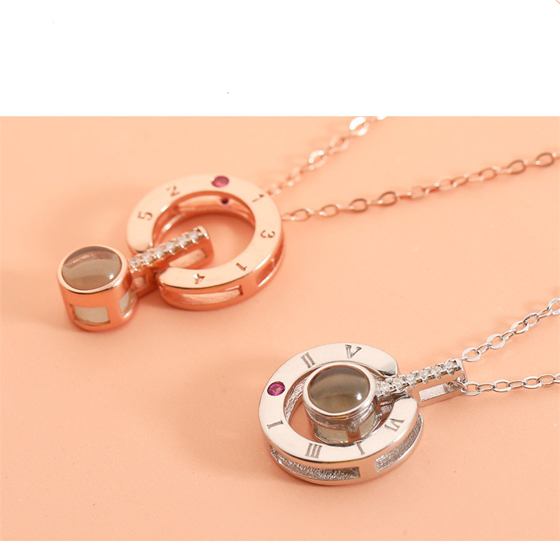 Creative Projection 100 Languages I Love You Women Gold Silver Necklace Necklace Jewelry for Women Gifts