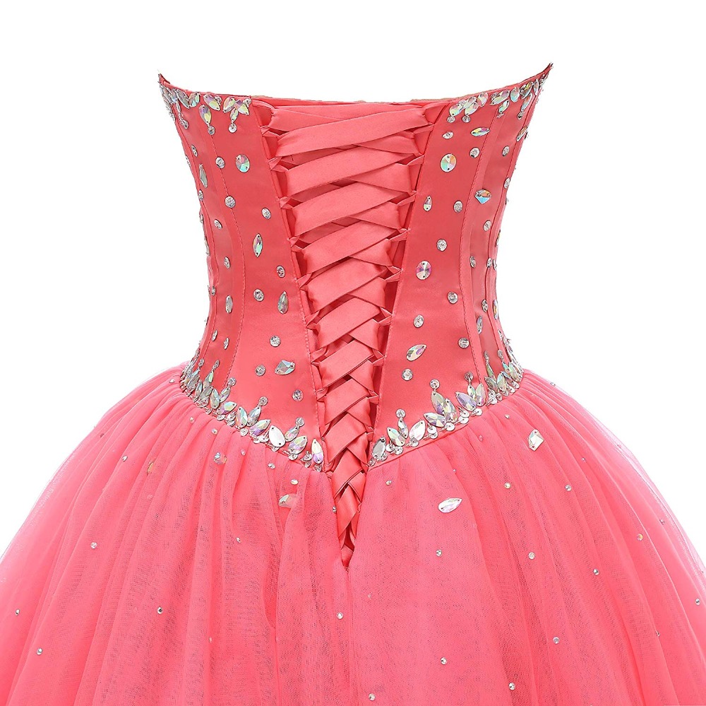 Real Photo Tulle Ball Gown Quinceanera Dresses Beaded Sweet 16 Year Prom Party Evening Gown Vestidos De 15 Anos QC1465