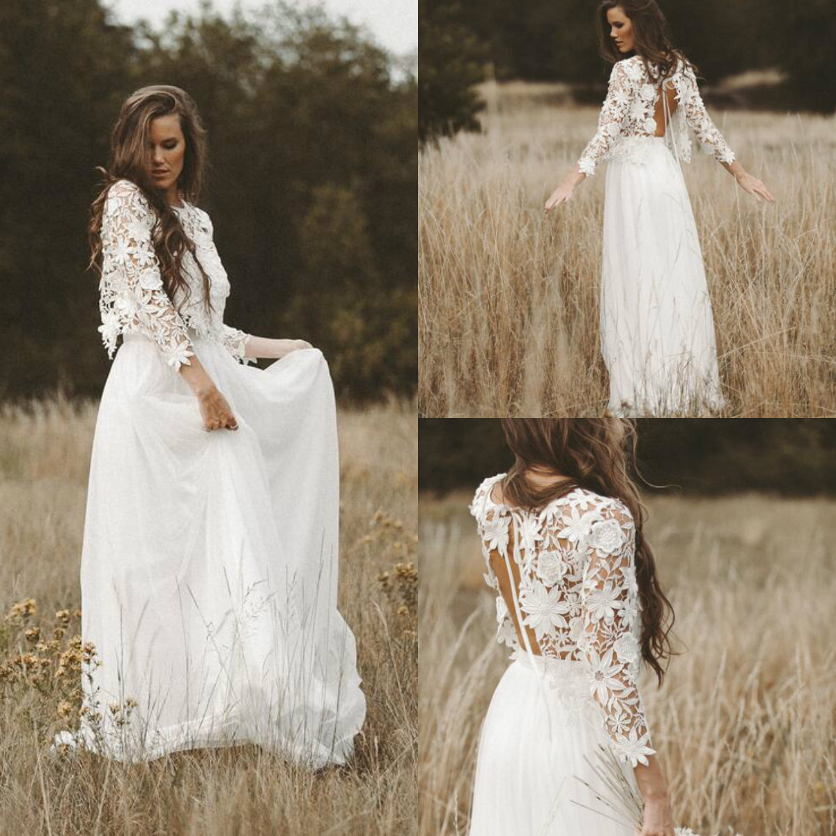 2020 Bohemian Wedding Dresses Lace Two Pieces Sweep Train A Line Boho Wedding Dress Long Sleeve Custom Beach Robes De Mariée, Blue
2020 Bohemian Wedding Dresses Lace Two Pieces Sweep Train A Line Boho Wedding Dress Long Sleeve Custom Beach Robes De Mariée, Blue