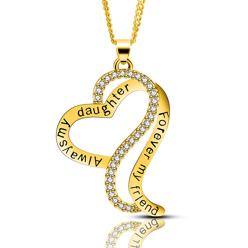 "Alwaysmy daughter forever my frlend" infinite heart pendant necklace, fashion women's and girls' jewelry, Easter anniversary Moth