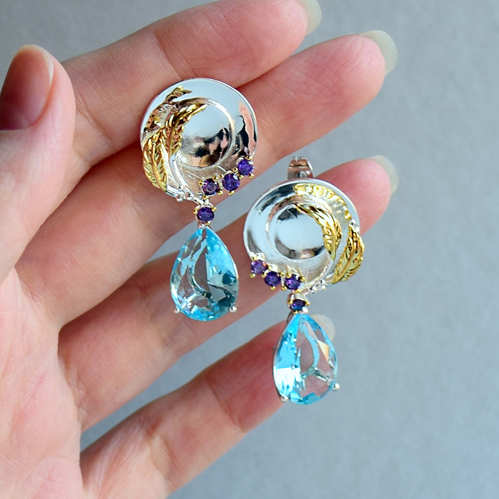 Big Light Blue Zirconia Drop Earrings Silver plated Jewellery Waterdrop Stone Jewelry Long earring for Women
Big Light Blue Zirconia Drop Earrings Silver plated Jewellery Waterdrop Stone Jewelry Long earring for Women
