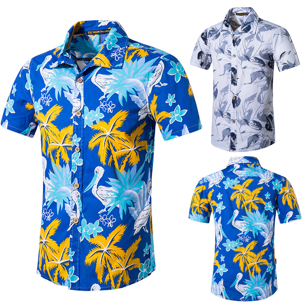Mens Beach Hawaiian Shirt Tropical Summer Short Sleeve Shirt Men Brand Clothing Casual Loose Cotton Button Down Shirts, Blue
Mens Beach Hawaiian Shirt Tropical Summer Short Sleeve Shirt Men Brand Clothing Casual Loose Cotton Button Down Shirts, Blue