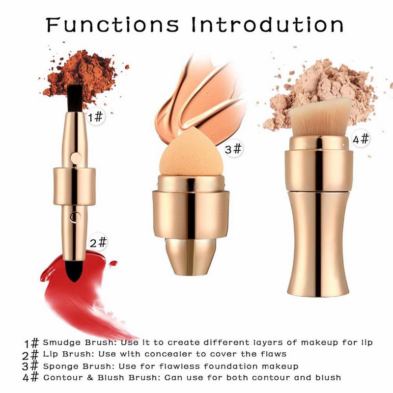 New arrival golden/rose golden Professional Makeup Brushes Eyebrow Eyeliner Concealer Foundation Blush Powder Makeup Tool Cosmetic 4 in 1