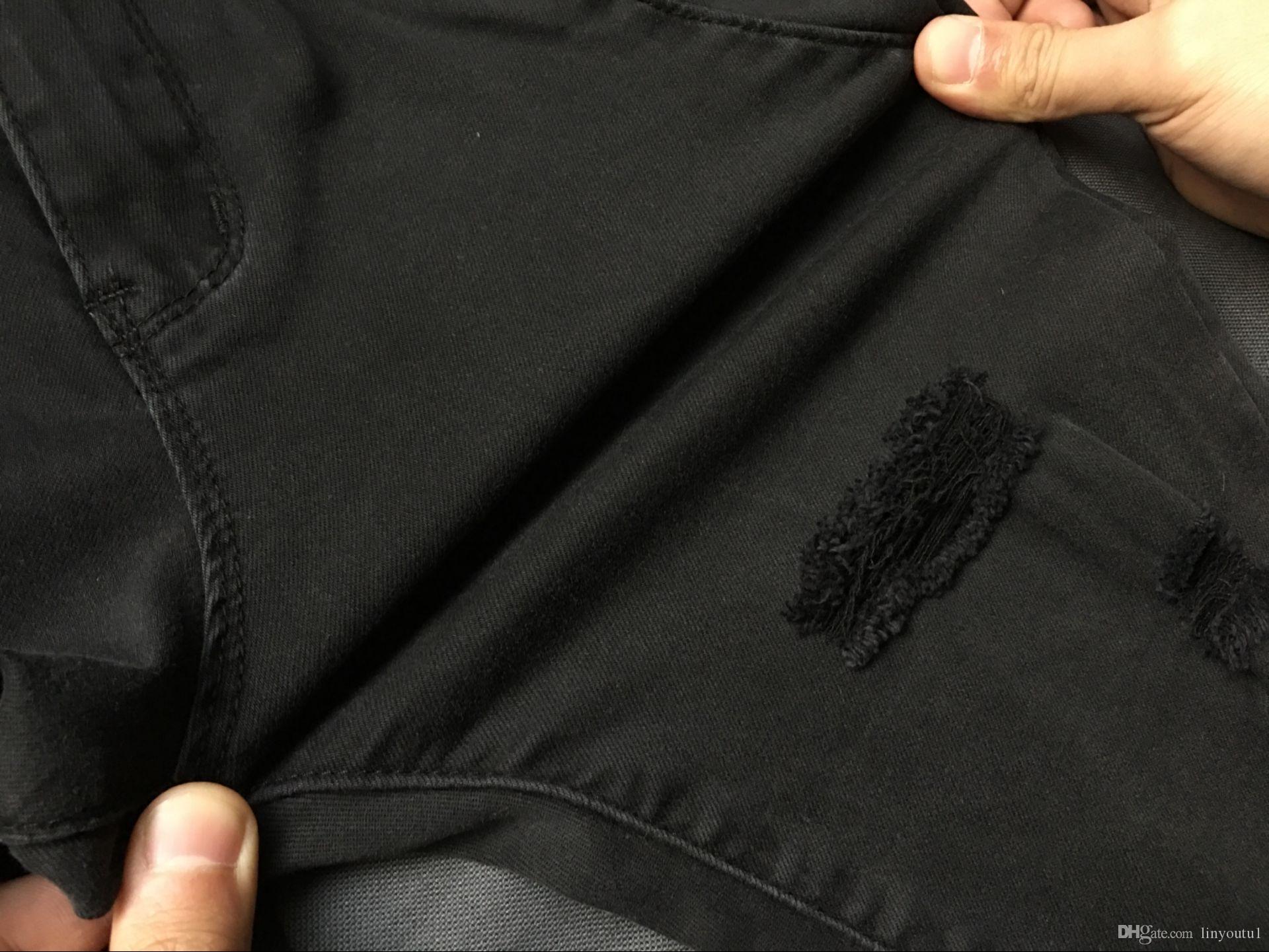 2020 Women Skinny Jeans Girls Pants Holes Knees Pencil Pants Casual Pants Black Elastic Shredded Jeans Black Ripped Jeans