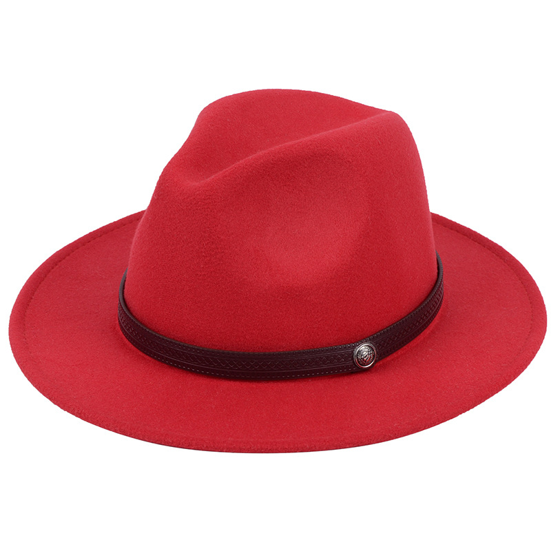 Fashion-e Unisex Wool Felt Fedora Hats with Leather Band Women Vintage Wide Brim Mens Fedoras Cap Jazz Hat Panama Formal Hat