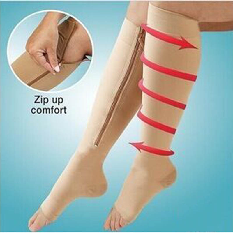 

Compression socks Zipper Womens Slim Sleeping Beauty Leg Shapper Compression Burn Fat Zipper Socks Prevent varicose veins socks, Beige