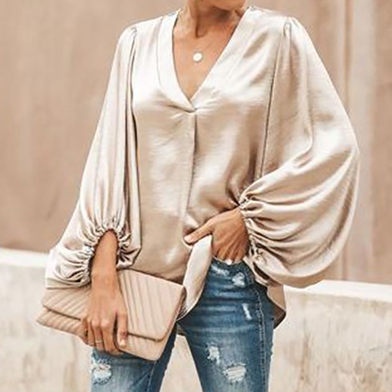 Hot Sale Autumn Women Shirts Fashion Concise Solid Color Long Sleeve V-collar Loose Elegant Shirts, White
Hot Sale Autumn Women Shirts Fashion Concise Solid Color Long Sleeve V-collar Loose Elegant Shirts, White