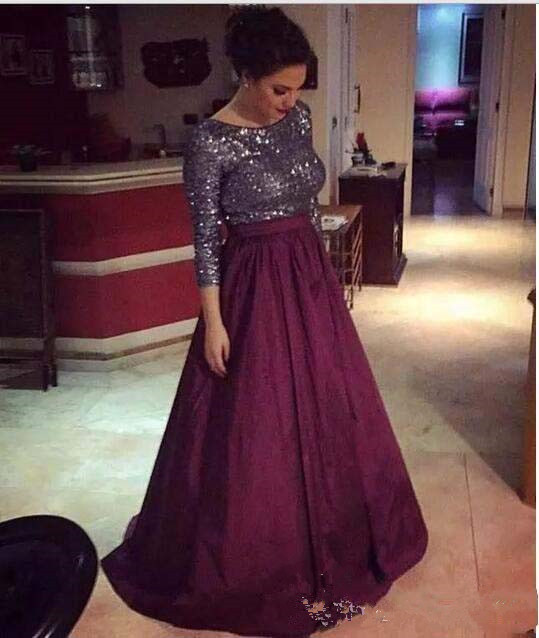 Formal Burgundy Mother Of The Bride Dresses Bling Bling Sequined 3/4 Sleeves Mother of Groom Dresses Evening Dresses