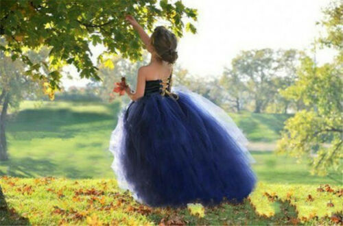 Puffy Royal Blue Flower Girls Dresses Tulle One Shoulder Kids Teens Pageant Gowns Birthday Party Dress For Wedding Cooktail Gown