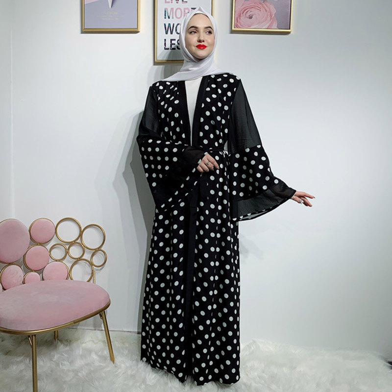 Abaya Muslim Fashion Black and White Polka Dot Lace Cardigan Ramadan Women Robe Islamic Arab Kimono Saudi Mosque Dress Kaftan
Abaya Muslim Fashion Black and White Polka Dot Lace Cardigan Ramadan Women Robe Islamic Arab Kimono Saudi Mosque Dress Kaftan