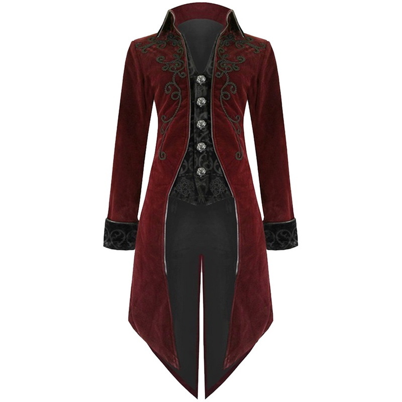 Puimentiua Men Tuxedo Stage Play Steampunk Gothic Windbreaker Long Jacket Costume Cocktail Evening Dress Halloween Party Wear Y191214