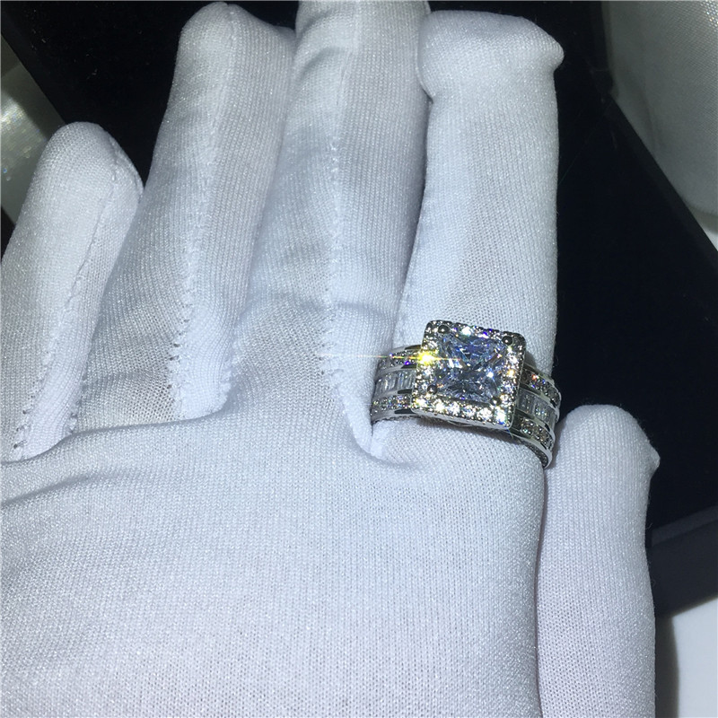 choucong Vintage Court Ring 925 sterling Silver Princess cut 5A cz stone Engagement Wedding band Rings For Women Jewelry Gift