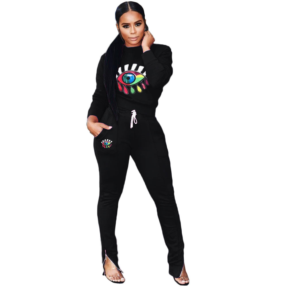 Women print Tracksuit Plus Size girls sportswear Hoodie long Pants 2 pieces set Outfit Spring Autumn Casual Clothes Suit S-2XL