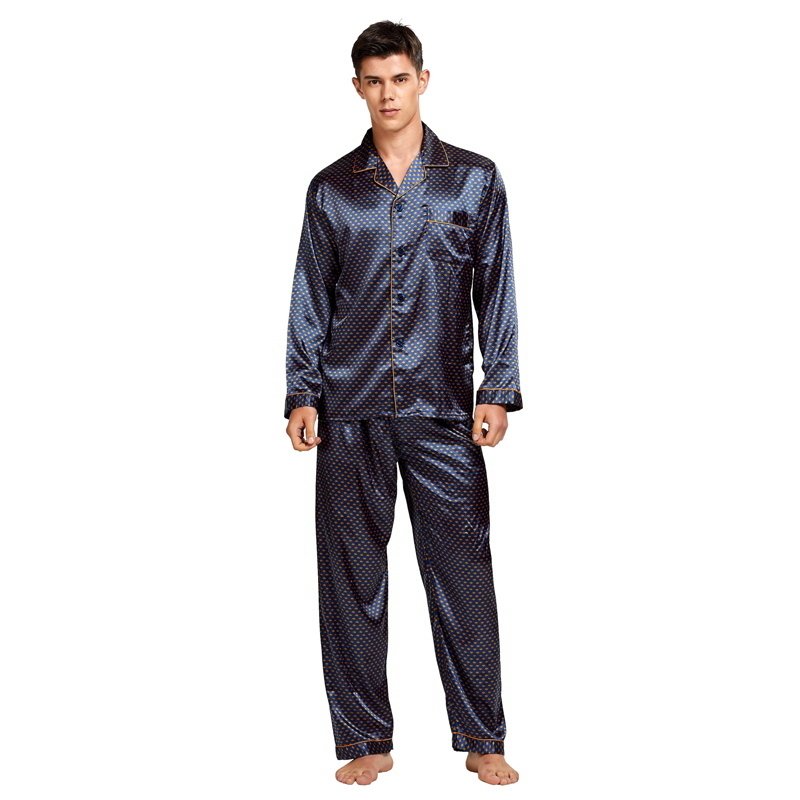 Tony&Candice Men's Stain Silk Pajama Set Men Pajamas Silk Sleepwear Men Sexy Modern Style Soft Cozy Satin Nightgown Men Summer T200110
