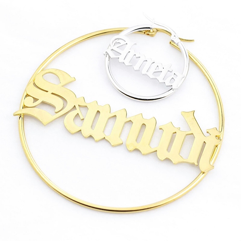 custom name hoop earrings for women luxury designer diy letter earrings customize letters gold hoops jewelry family friends couple