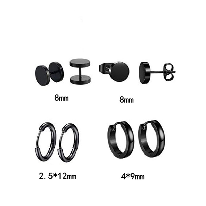 8 pairs/set Hip Hop Stud Ear Clip Earrings New Style Stainless Steel Earrings Jewelry Wholesale