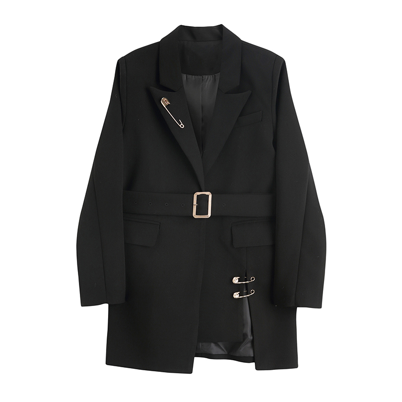 Fashion Black Blazers Coat Women Single Button Long sleeve Suit Coat Lady Loose Asymmetry Blazer Jacket Outerwear With Belt
Fashion Black Blazers Coat Women Single Button Long sleeve Suit Coat Lady Loose Asymmetry Blazer Jacket Outerwear With Belt